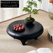 Wabi-Sabi Style Low Height Round Wooden Coffee Table for Home Decor