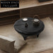 Wabi-Sabi Style Low Height Round Wooden Coffee Table for Home Decor