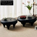 Wabi-Sabi Style Low Height Round Wooden Coffee Table for Home Decor