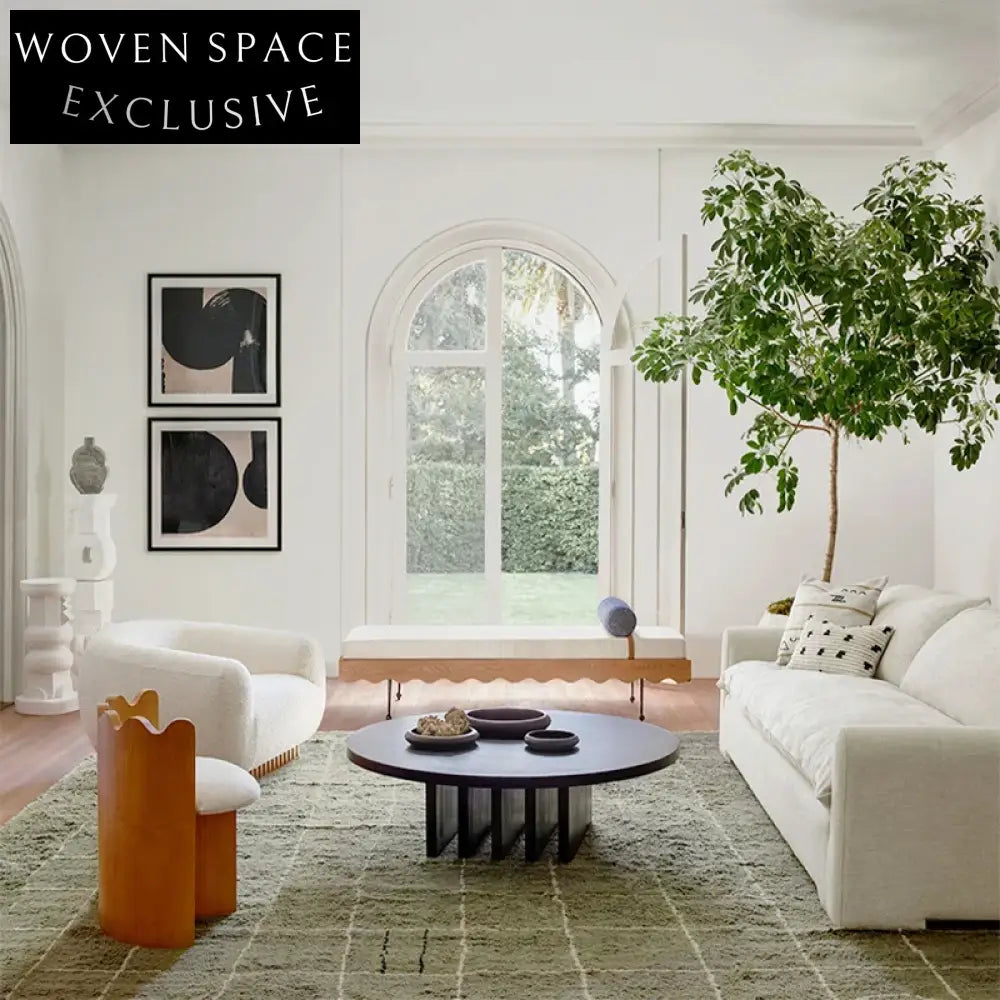 Wabi-Sabi Style Pine Wood Round Coffee Table for Living Room