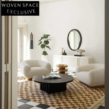 Wabi-Sabi Style Pine Wood Round Coffee Table for Living Room