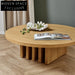 Wabi-Sabi Style Pine Wood Round Coffee Table for Living Room