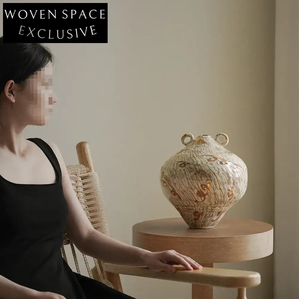 Wabi-Sabi Style Retro Ceramic White Flower Vase - Elegant Home Decor Ornament