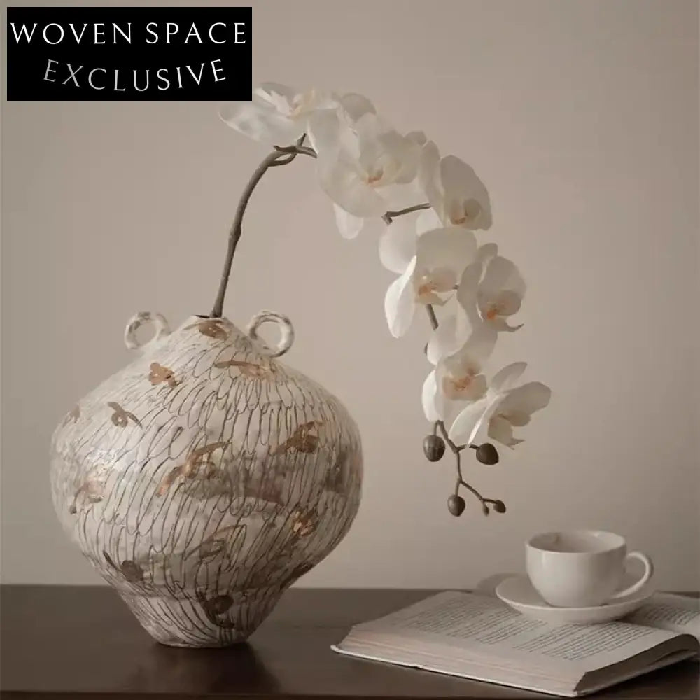 Wabi-Sabi Style Retro Ceramic White Flower Vase - Elegant Home Decor Ornament