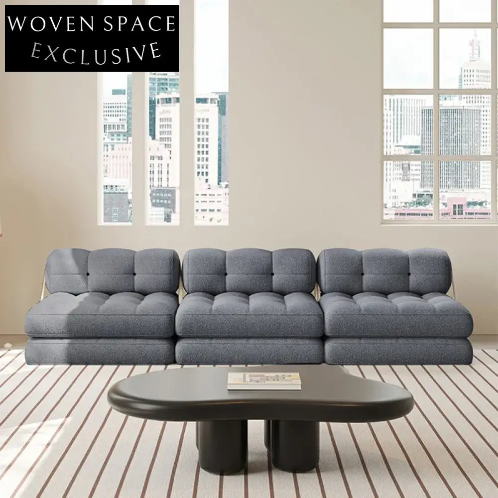 Wabi-sabi Tatami Folding Sofa Bed, Luxury White Boucle Fabric, 3-Seat Sofa