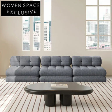 Wabi-sabi Tatami Folding Sofa Bed, Luxury White Boucle Fabric, 3-Seat Sofa