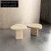 Wabi Sabi Travertine Stone Oval Coffee Table Set for Modern Living Rooms