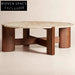 Wabi Sabi Travertine Stone Top Round Living Room Center Coffee Table