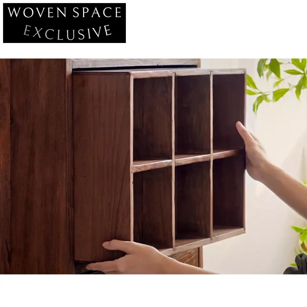 Wabi Sabi Vintage Elm Wood Tall Entryway Storage Foyer Cabinet