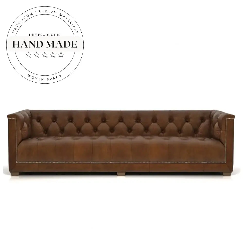 Wabi-sabi Vintage Oil Wax Genuine Leather Sectional Sofa