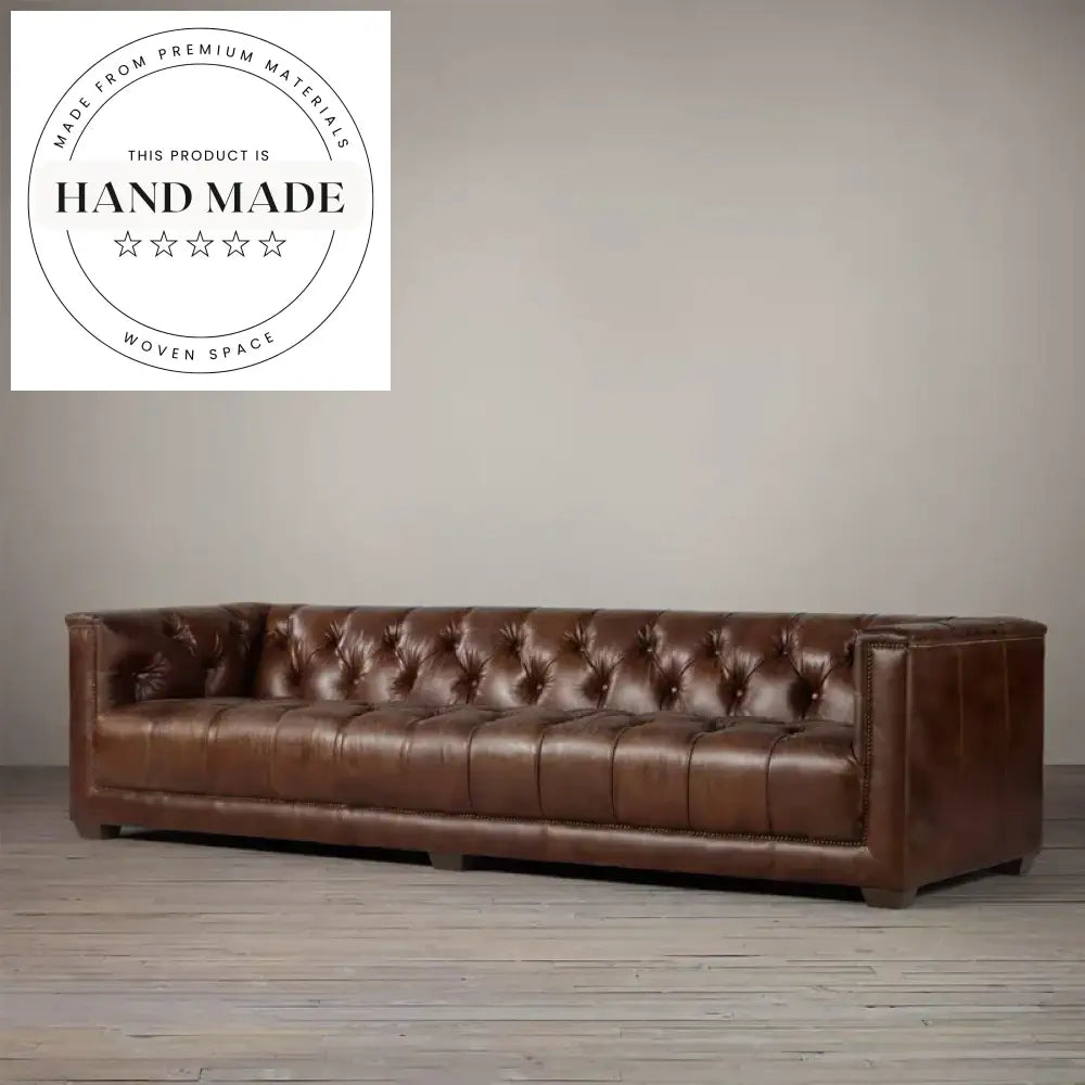 Wabi-sabi Vintage Oil Wax Genuine Leather Sectional Sofa