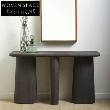 Wabi Sabi Vintage Wooden Three-Leg Console Table for Hallway Decor
