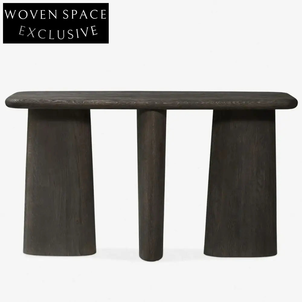 Wabi Sabi Vintage Wooden Three-Leg Console Table for Hallway Decor