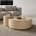Wabi-Sabi Wood Round Coffee Table with Drawers for Living Room Center