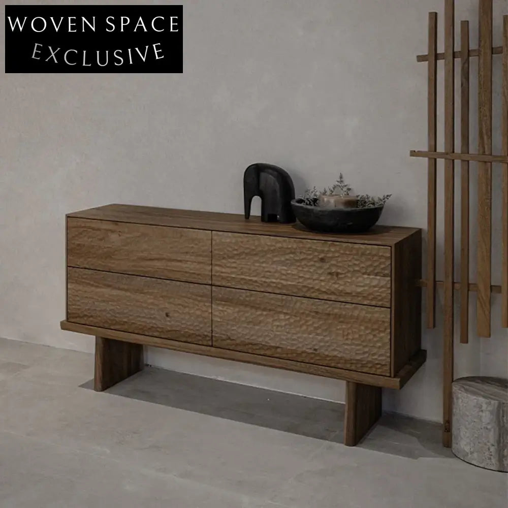 Wabisabi Solid Oak Wood Living Room Console Storage Sideboard Cabinet