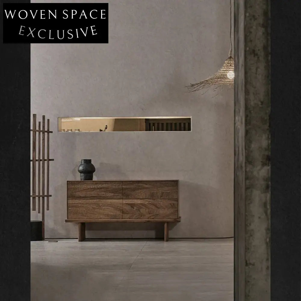 Wabisabi Solid Oak Wood Living Room Console Storage Sideboard Cabinet