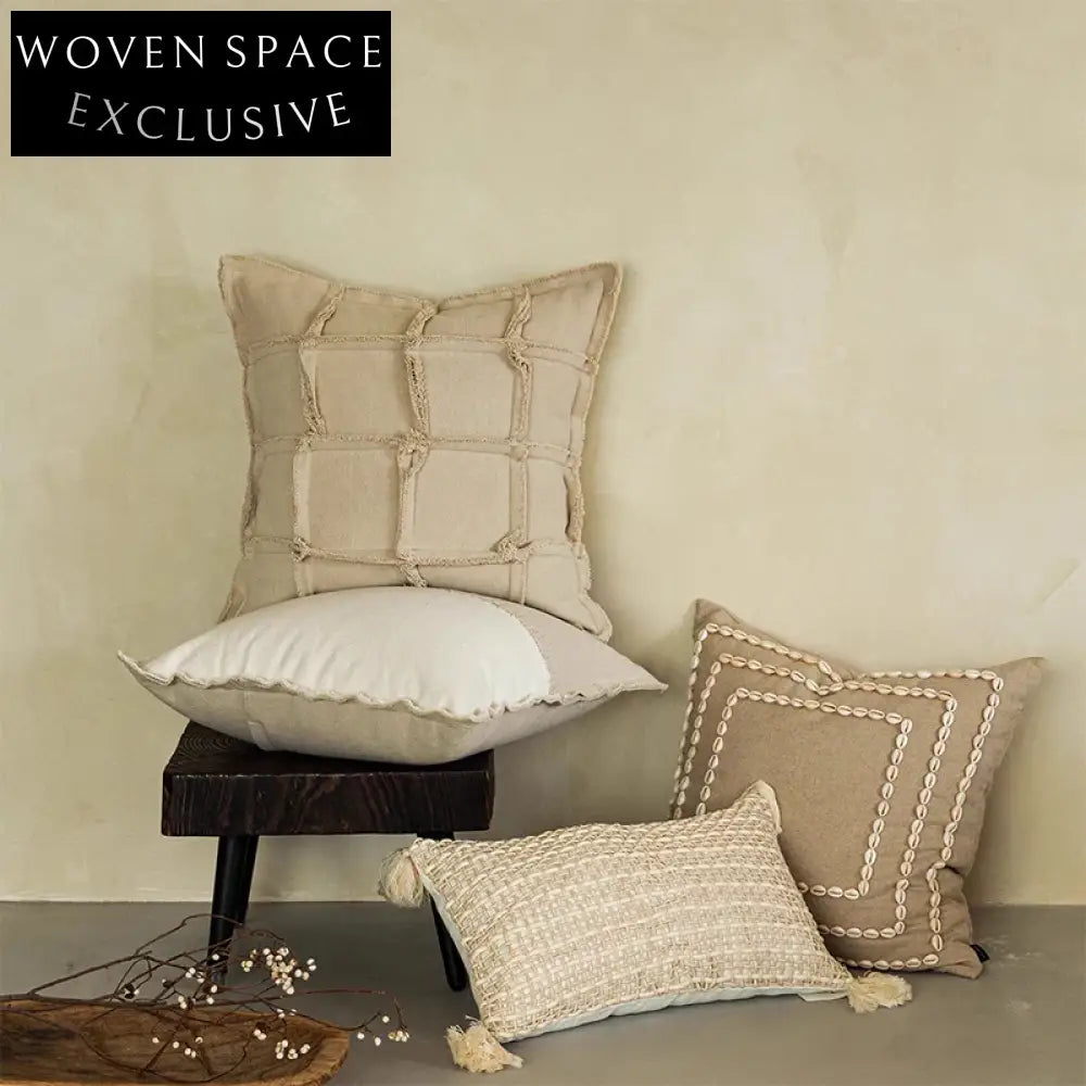 Wabisabi Style Linen Fabric Square Decorative Sofa Cushion Pillow Living Room