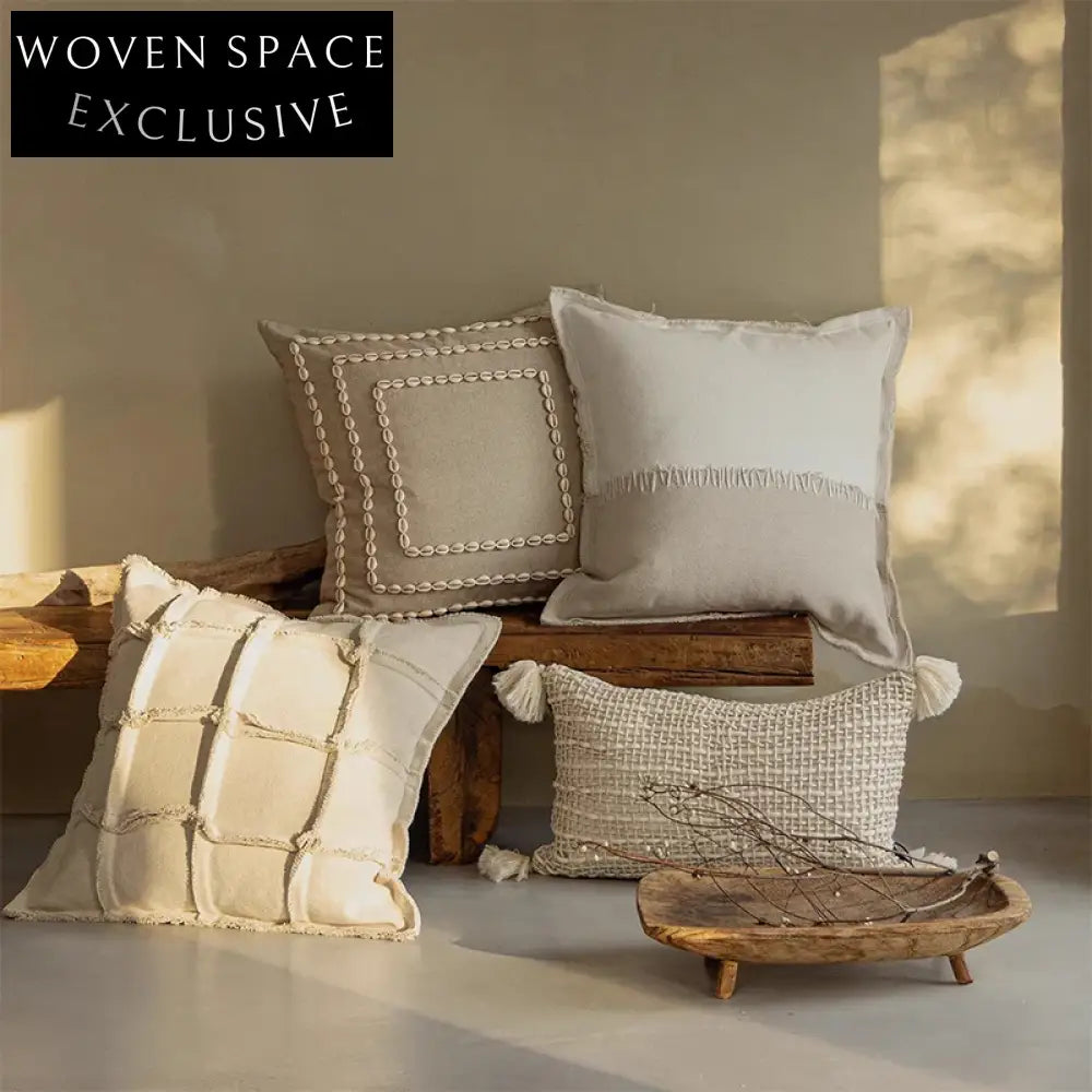 Wabisabi Style Linen Fabric Square Decorative Sofa Cushion Pillow Living Room