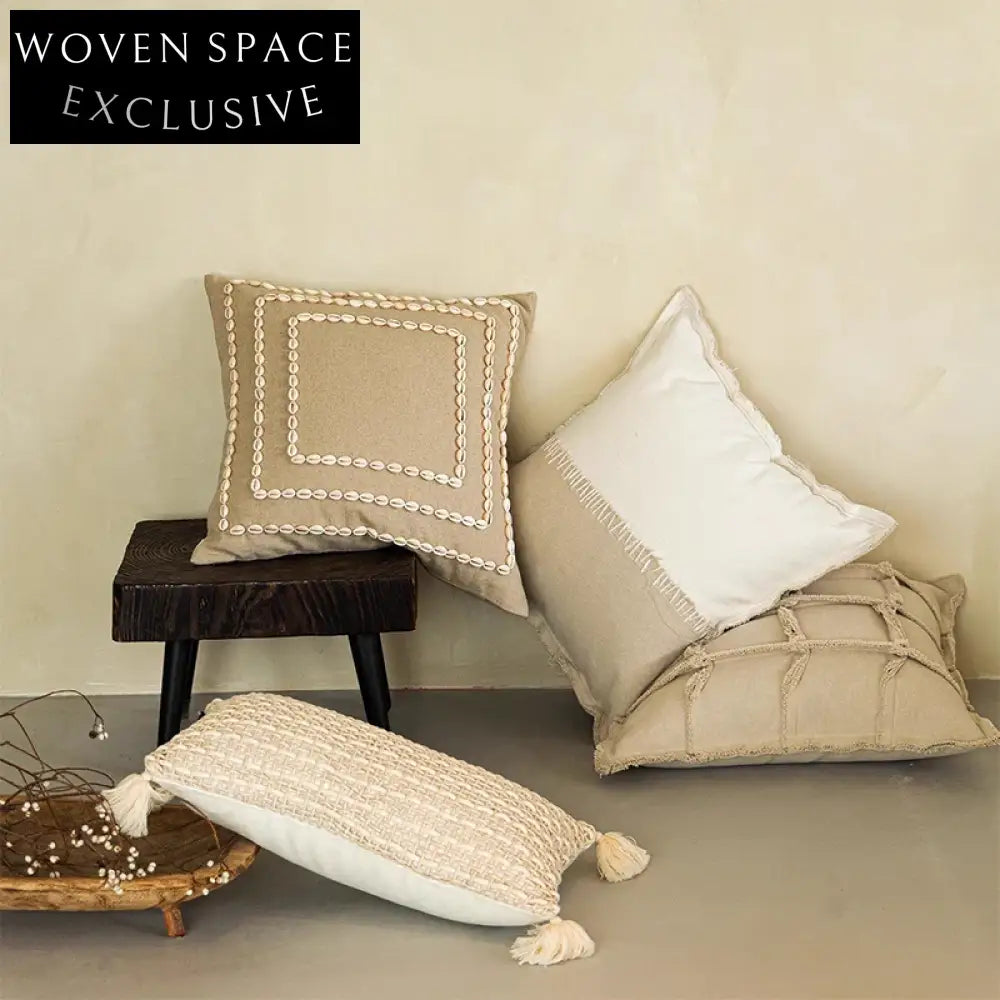 Wabisabi Style Linen Fabric Square Decorative Sofa Cushion Pillow Living Room