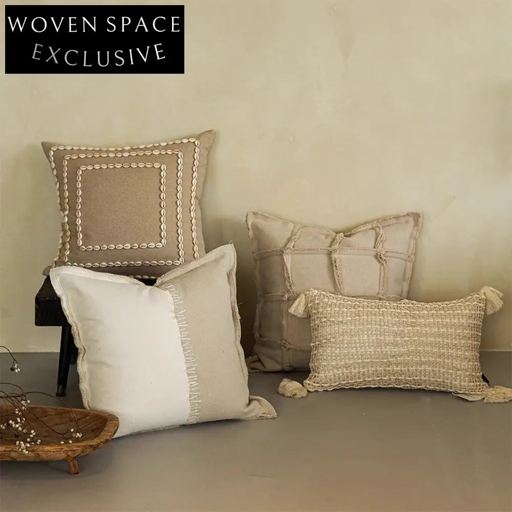 Wabisabi Style Linen Fabric Square Decorative Sofa Cushion Pillow Living Room