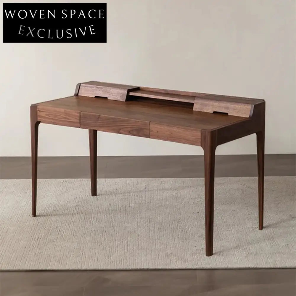 Walnut Ash Wood 2-Drawer Solid Wood Dressing Table Study Desk