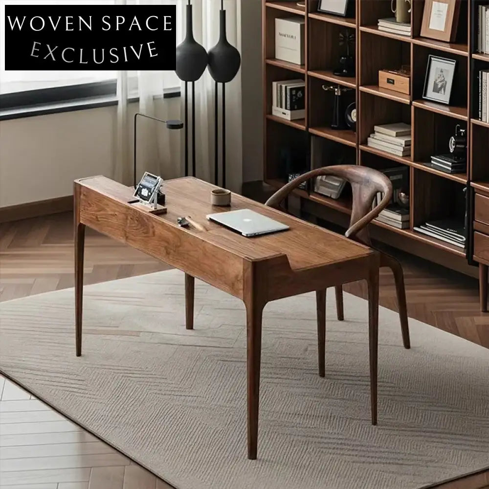 Walnut Ash Wood 2-Drawer Solid Wood Dressing Table Study Desk