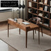 Walnut Ash Wood 2-Drawer Solid Wood Dressing Table Study Desk