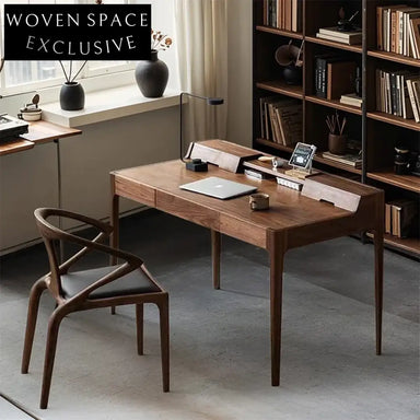 Walnut Ash Wood 2-Drawer Solid Wood Dressing Table Study Desk