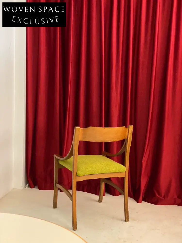 Vintage Italian 1960s Walnut Dining Chair, Lush Green Wool Cushion