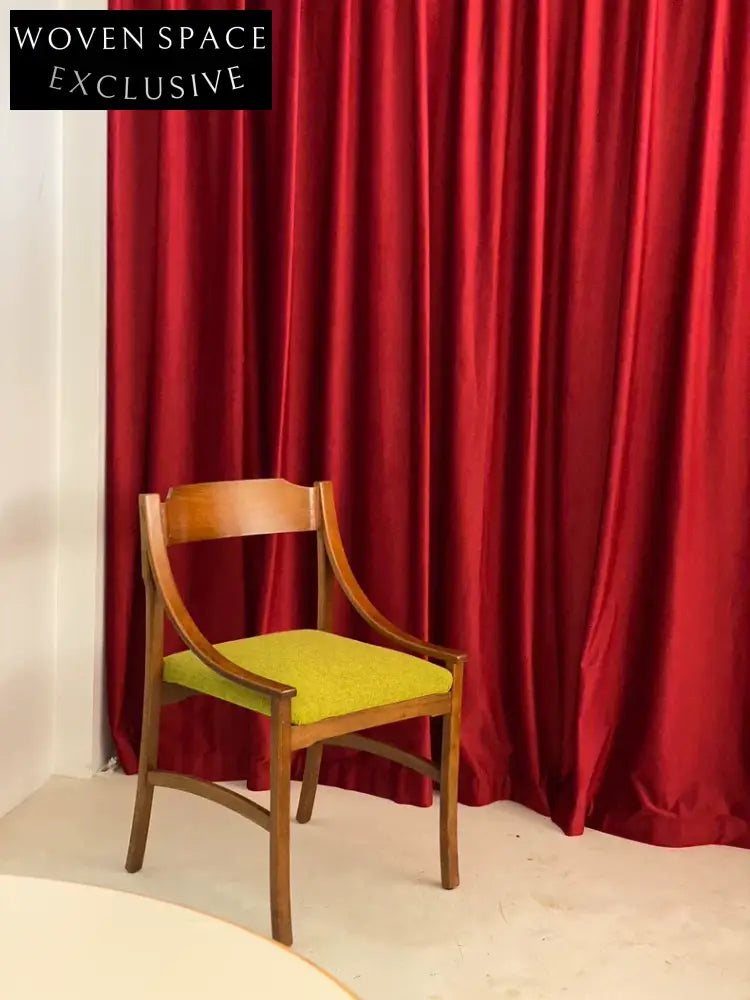 Vintage Italian 1960s Walnut Dining Chair, Lush Green Wool Cushion