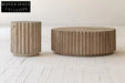 Elegant Reclaimed Pine Round Coffee Table for Modern Minimalist Living Rooms