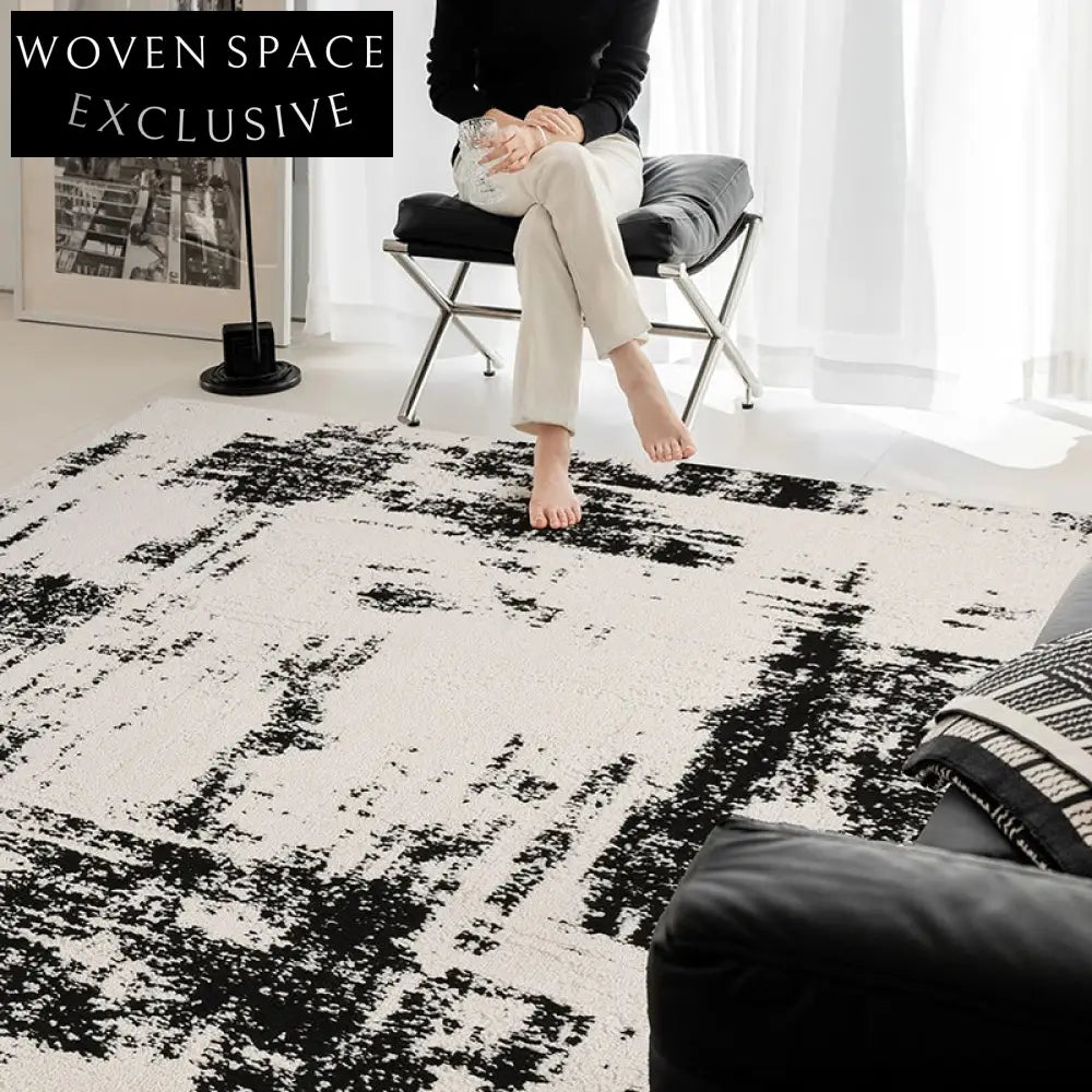 Waterproof Stain-Resistant Silk Abstract Italian Ink Style Living Room Carpet