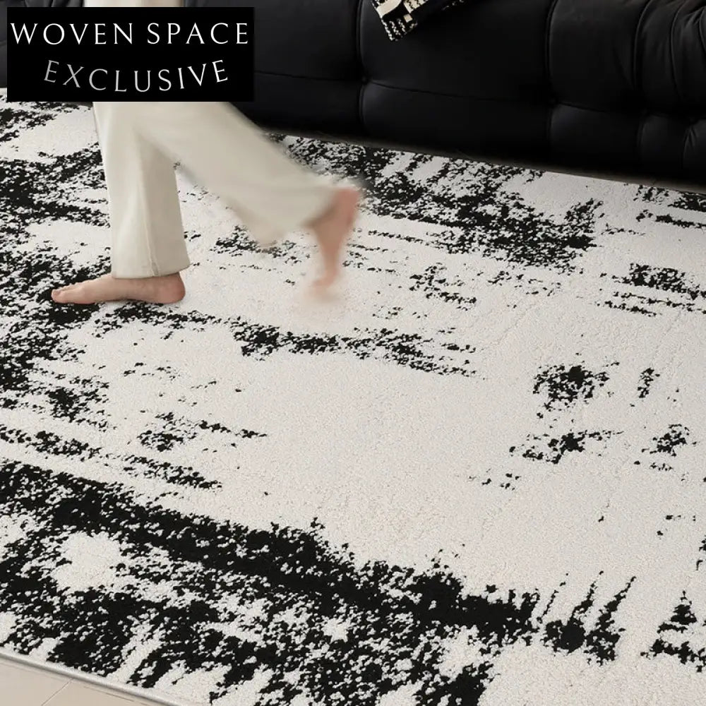 Waterproof Stain-Resistant Silk Abstract Italian Ink Style Living Room Carpet