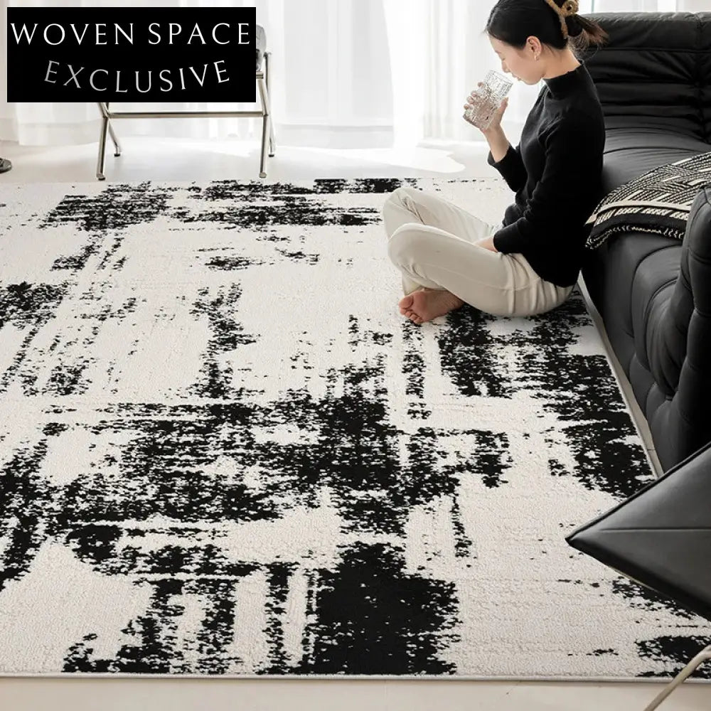 Waterproof Stain-Resistant Silk Abstract Italian Ink Style Living Room Carpet