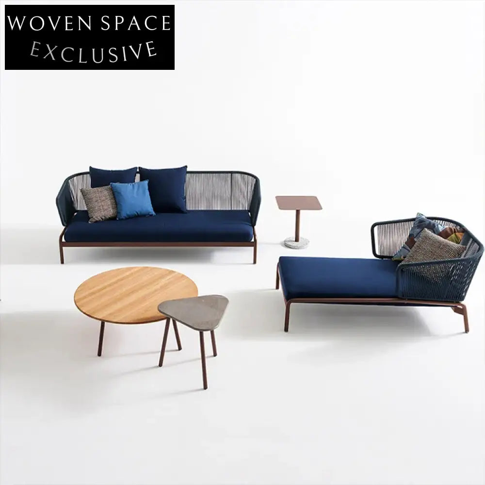 Waterproof Woven Rope Outdoor Sectional Sofa Set with Durable Coffee Table