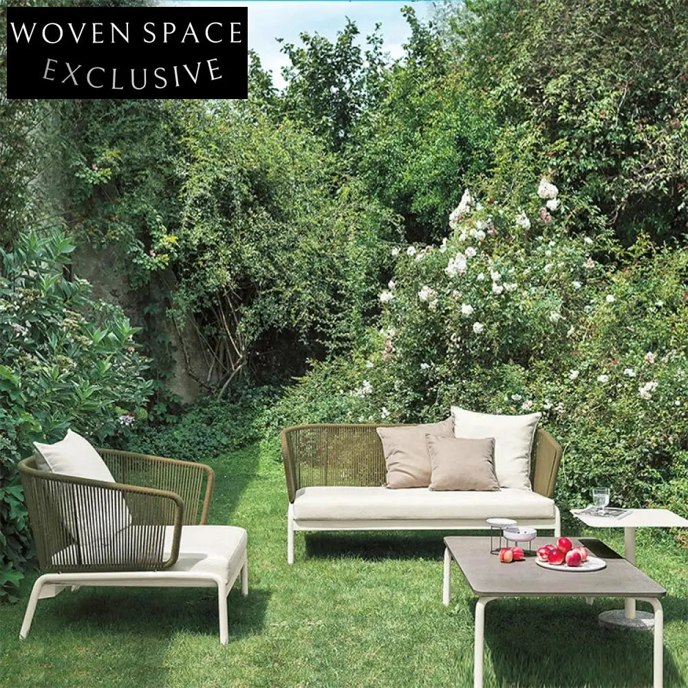 Waterproof Woven Rope Outdoor Sectional Sofa Set with Durable Coffee Table