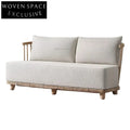 Luxury Weathered Solid Teak Wood Outdoor Garden Sofa with Plush Linen Cushions