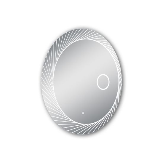 800mm Round 3 Color Lighting LED Mirror with Demo Light Function Touch Sensor Switch Defogger Pad Wall Mounted