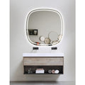 rounded Edge Acrylic LED Mirror 3 Color Lighting Touch Sensor Switch Wall Mounted White Frame