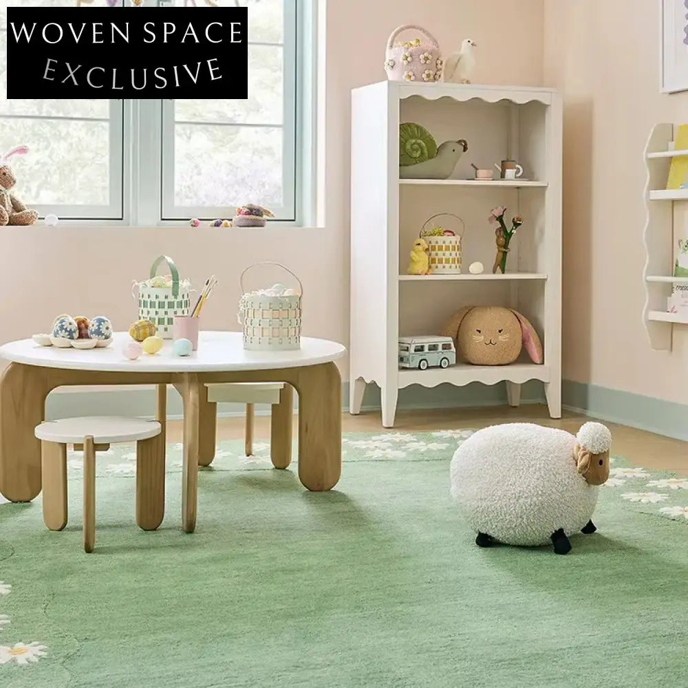 Whimsical Flower Girl Irregular Soft Area Rug for Kids' Bedroom & Playroom