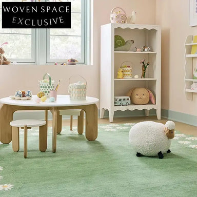 Whimsical Flower Girl Irregular Soft Area Rug for Kids' Bedroom & Playroom