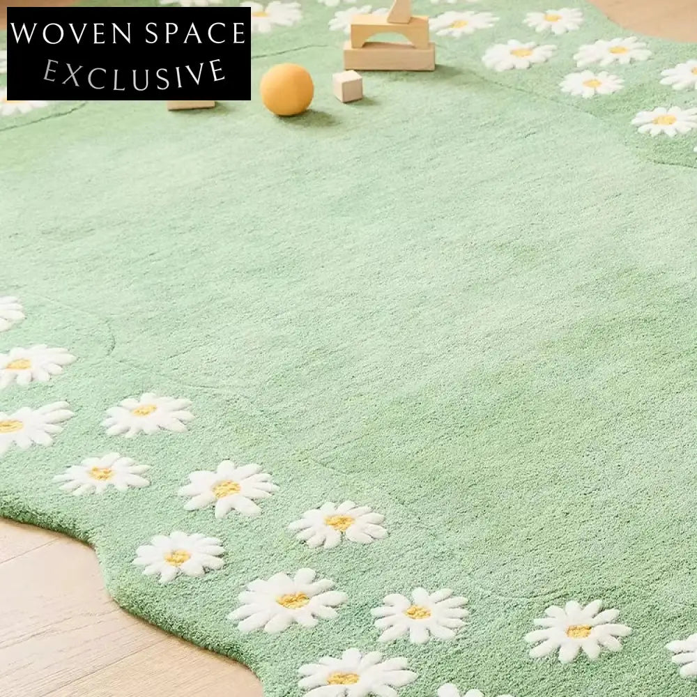 Whimsical Flower Girl Irregular Soft Area Rug for Kids' Bedroom & Playroom