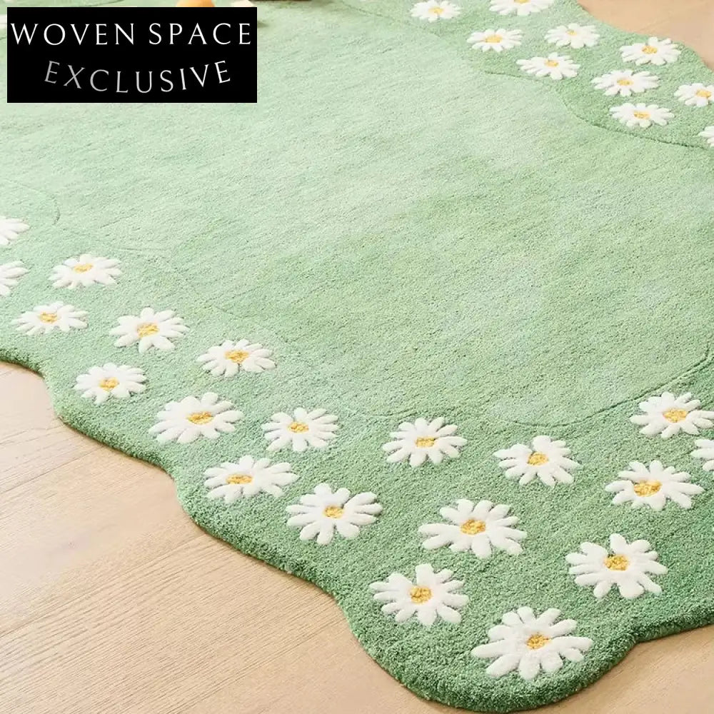 Whimsical Flower Girl Irregular Soft Area Rug for Kids' Bedroom & Playroom