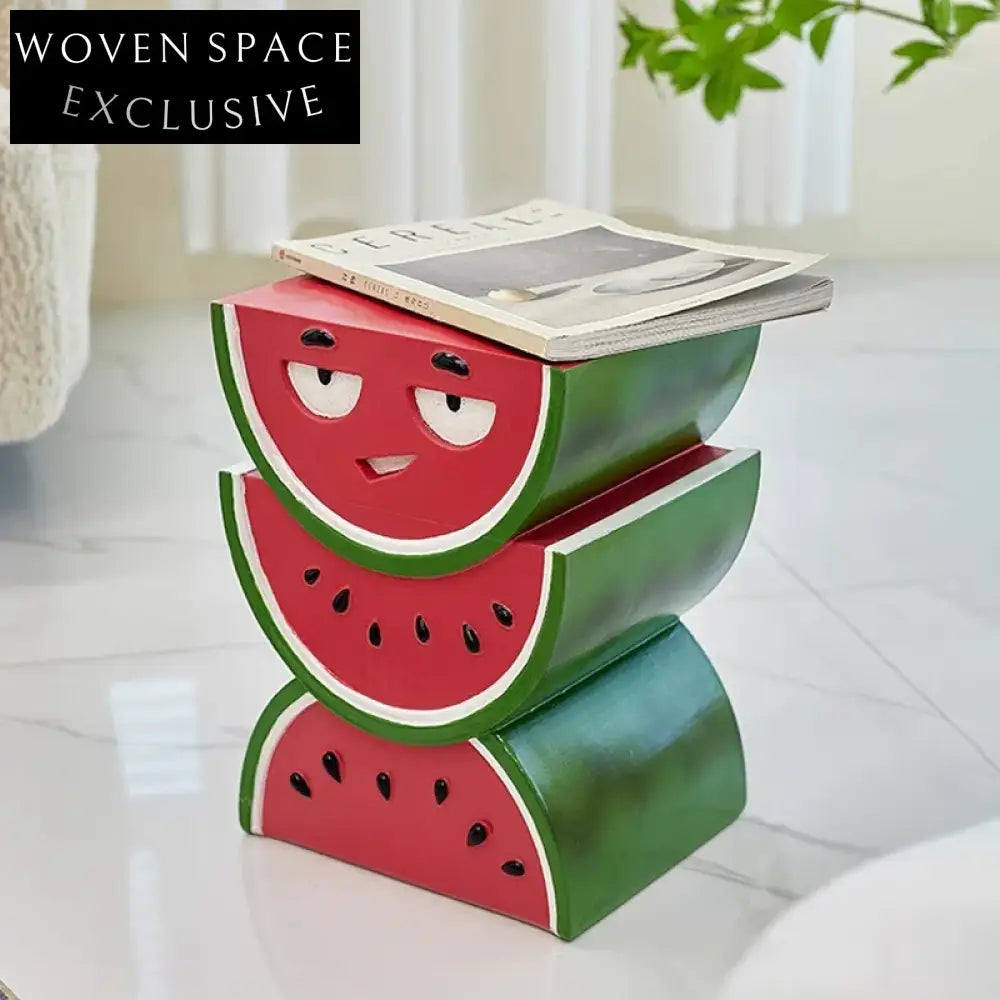 Whimsical Resin Watermelon Peach Side Table – Fun Cartoon Accent Coffee Table