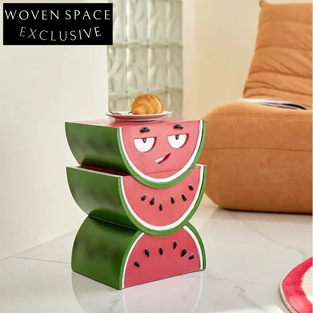 Whimsical Resin Watermelon Peach Side Table – Fun Cartoon Accent Coffee Table