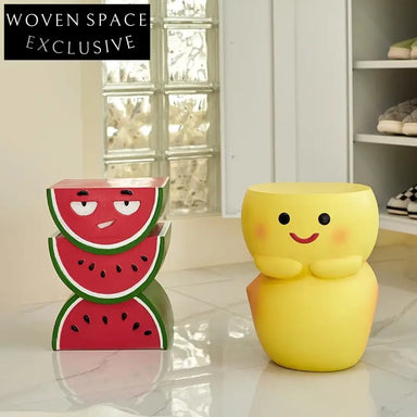 Whimsical Resin Watermelon Peach Side Table – Fun Cartoon Accent Coffee Table
