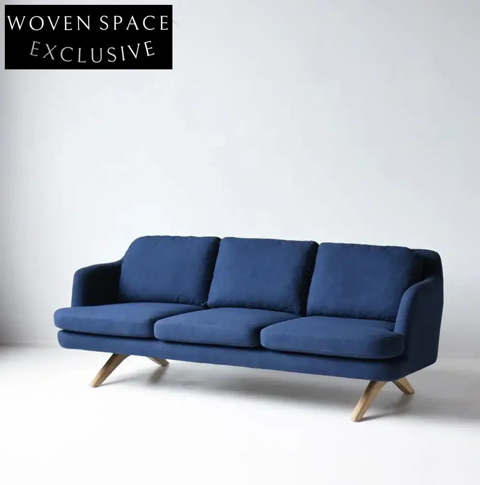 Chic Boucle Nordic Three-Seater Sofa: Modern Wooden Frame Living Room Furniture