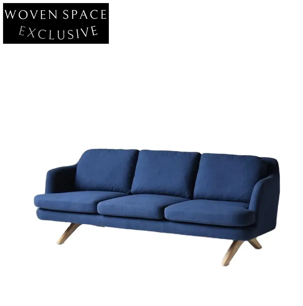 Chic Boucle Nordic Three-Seater Sofa: Modern Wooden Frame Living Room Furniture
