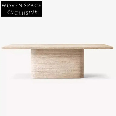 WISEMAX Contemporary Luxury Natural Travertine Rectangle Dining Table for 10