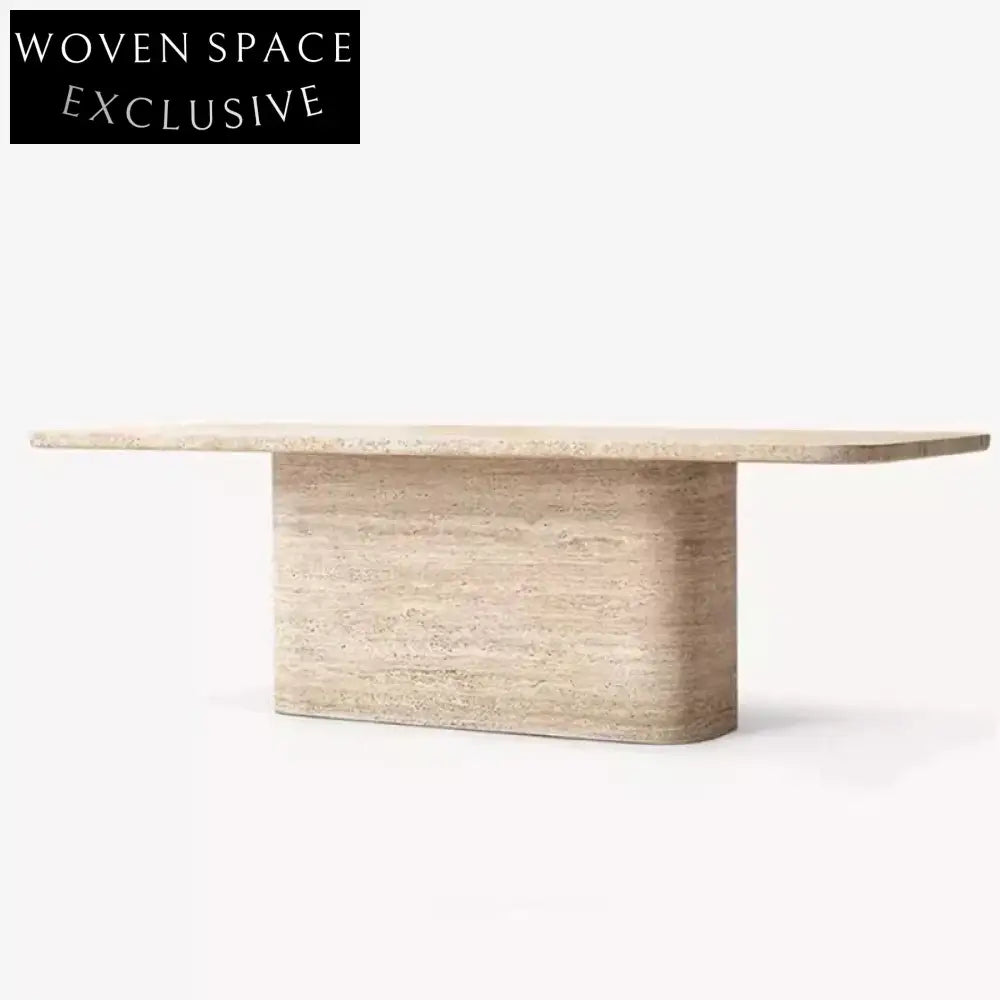 WISEMAX Contemporary Luxury Natural Travertine Rectangle Dining Table for 10